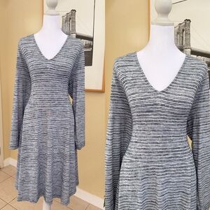 GAP Blue and White Striped V-Neck Long Sleeve Dress Size XL